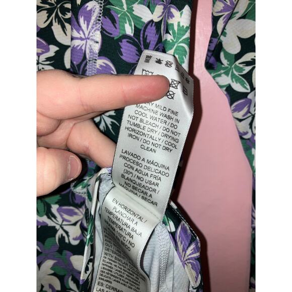 PUMA Purple Green Floral Athletic Quarter Zip Neck Shirt M - Picture 2 of 5